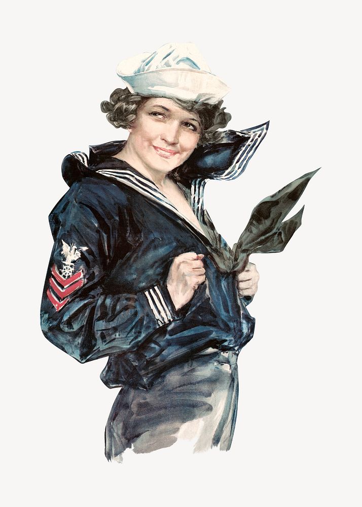 Woman sailor, vintage military illustration by Howard Chandler Christy. Remixed by rawpixel.