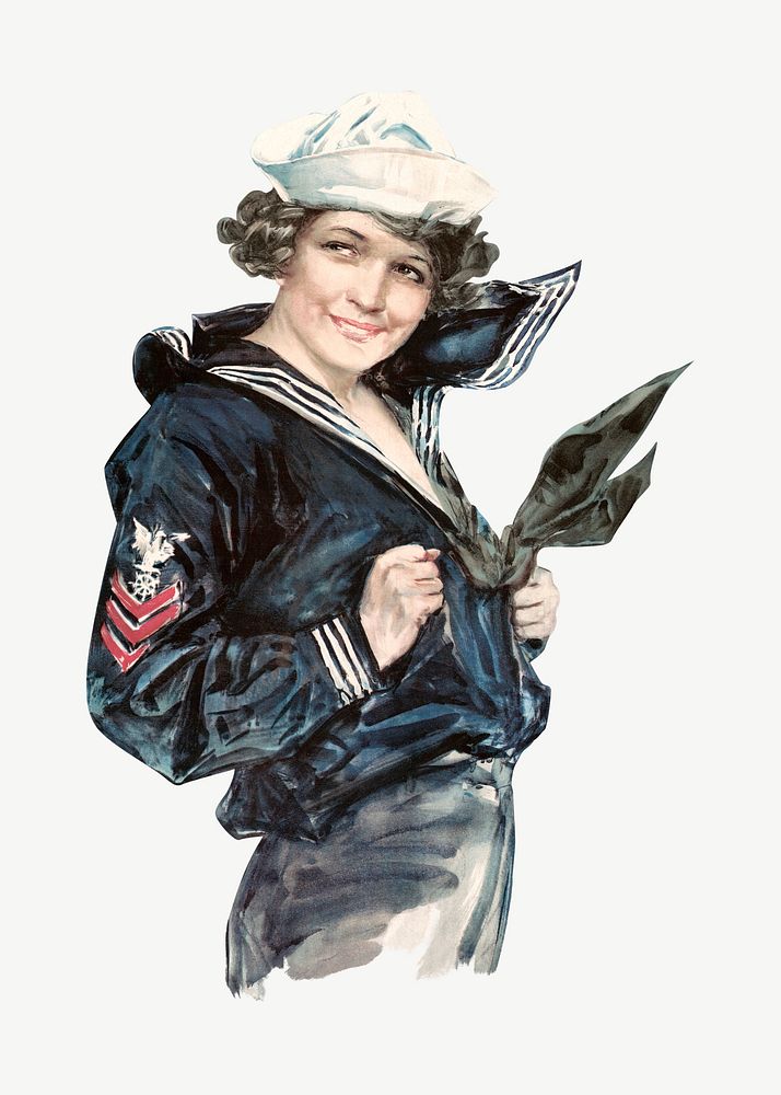 Woman sailor, vintage military illustration by Howard Chandler Christy psd. Remixed by rawpixel.
