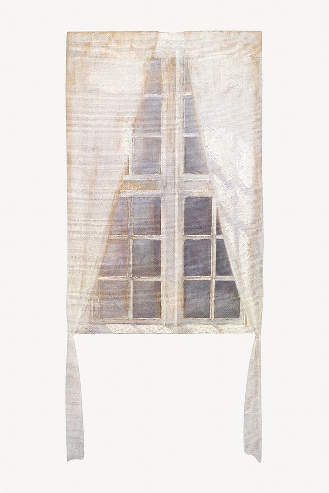 Window & curtains, vintage interior illustration by Vilhelm Hammersh&oslash;i. Remixed by rawpixel.