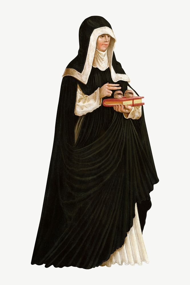 Vintage nun, religion illustration psd. Remixed by rawpixel.