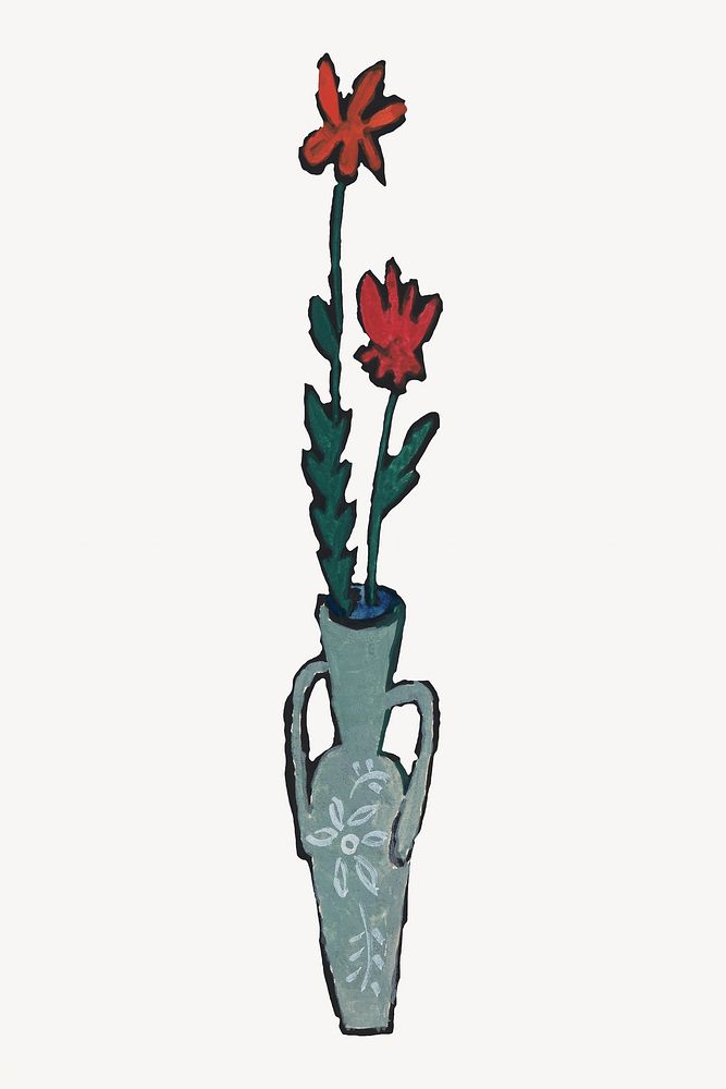 Flower vase, vintage illustration by Mikulas Galanda. Remixed by rawpixel.