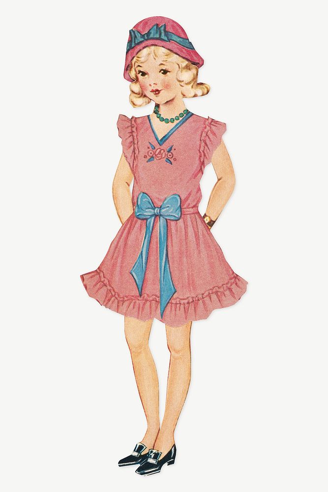 Vintage woman, paper doll illustration psd. Remixed by rawpixel.