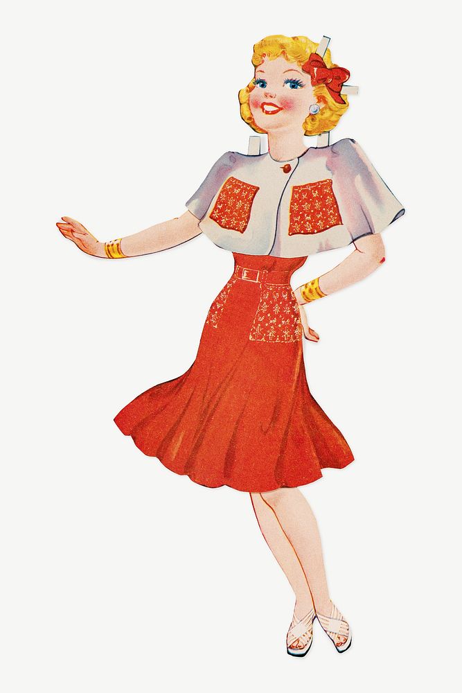 Vintage woman, paper doll illustration psd. Remixed by rawpixel.