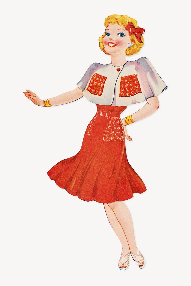 Vintage woman, paper doll illustration. Remixed by rawpixel.