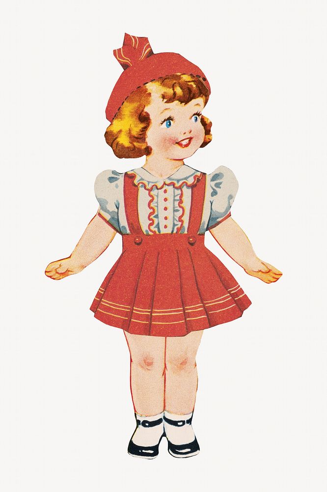 Little girl paper doll illustration. Remixed by rawpixel.