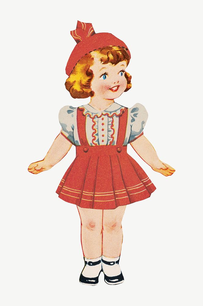 Little girl paper doll illustration psd. Remixed by rawpixel.