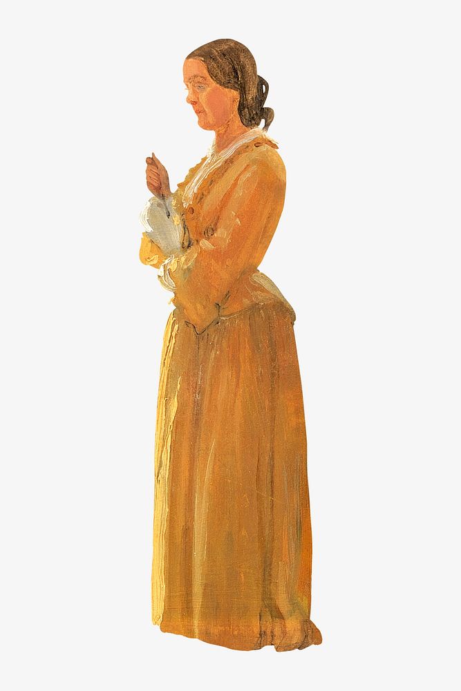 Vintage woman in yellow dress illustration. Remixed by rawpixel.