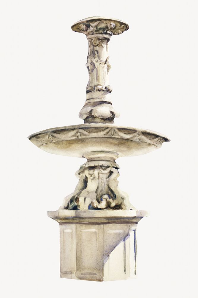 Vintage marble fountain illustration. Remixed by rawpixel.