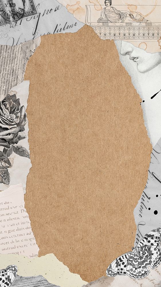 Vintage collage torn-paper  iPhone wallpaper