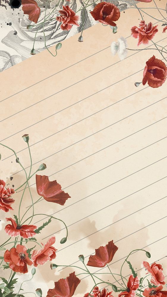 Notepaper flower border iPhone wallpaper