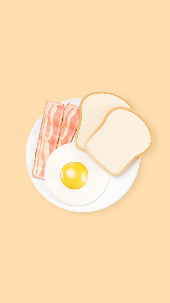 3D American breakfast, element illustration