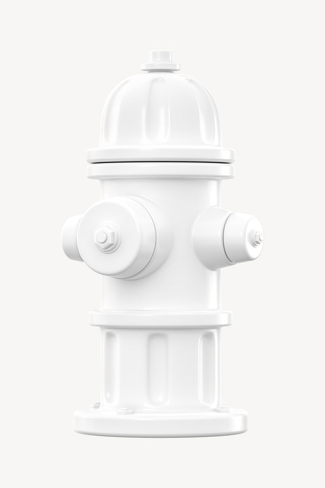 3D white fire hydrant, element illustration
