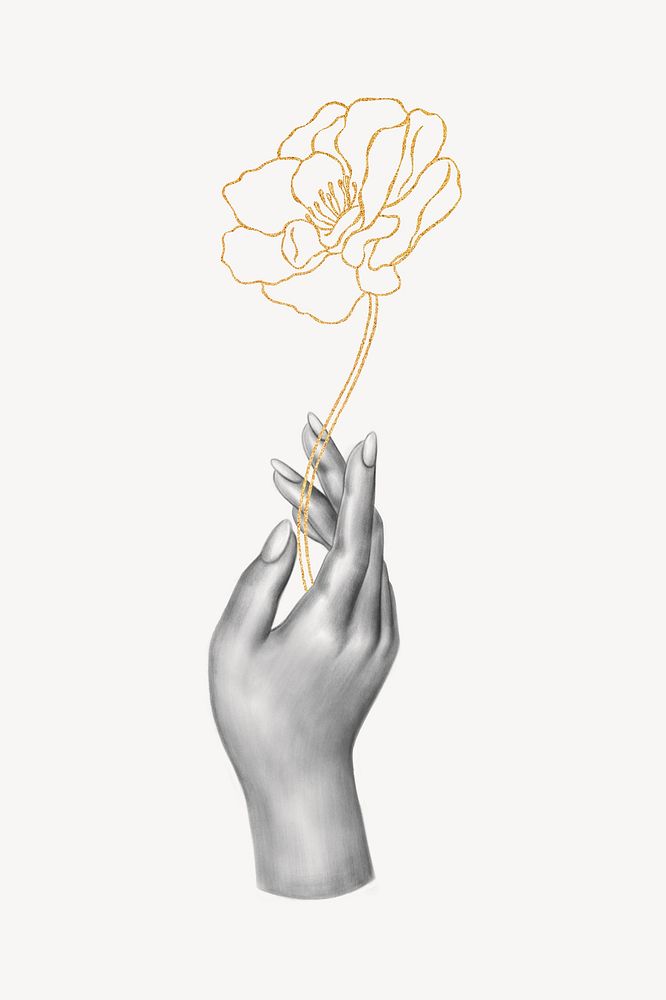 Hand holding flower illustration