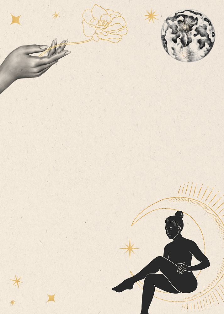 Woman silhouette, spiritual illustration background