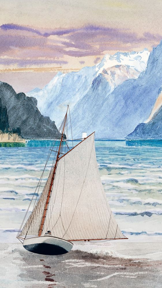 Watercolor sailboat mobile wallpaper. Remixed by rawpixel.