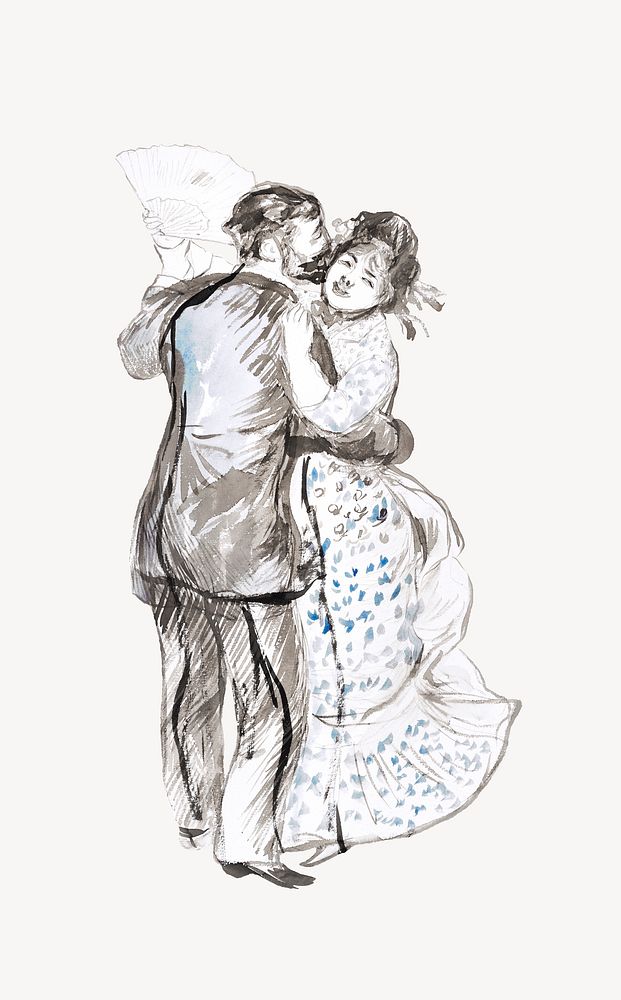 Watercolor couple dancing collage element psd. Remixed by rawpixel.