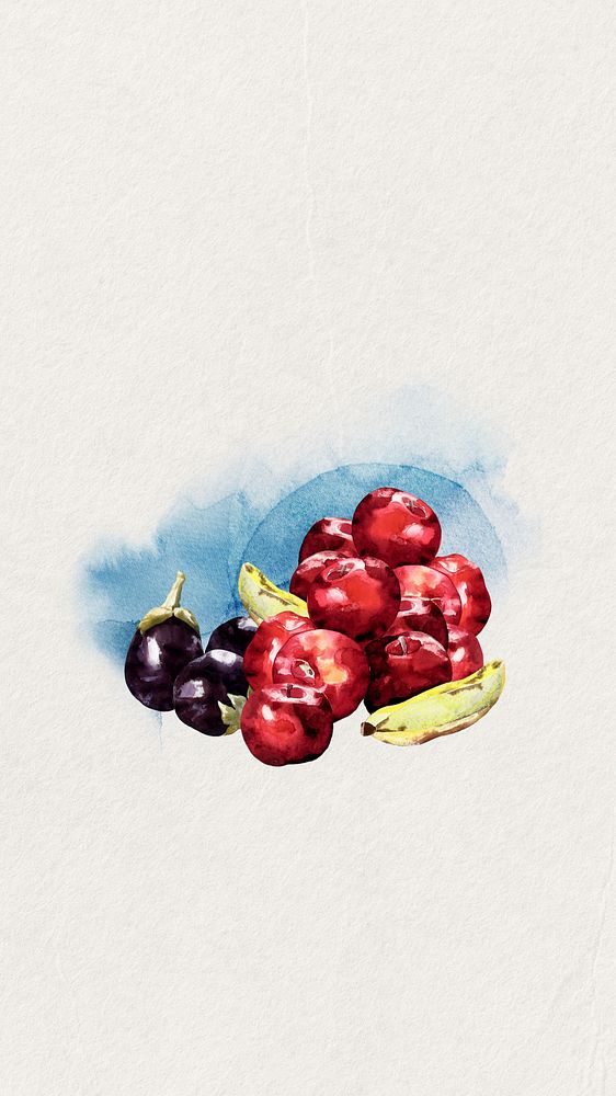 Watercolor fruits  mobile wallpaper. Remixed by rawpixel.