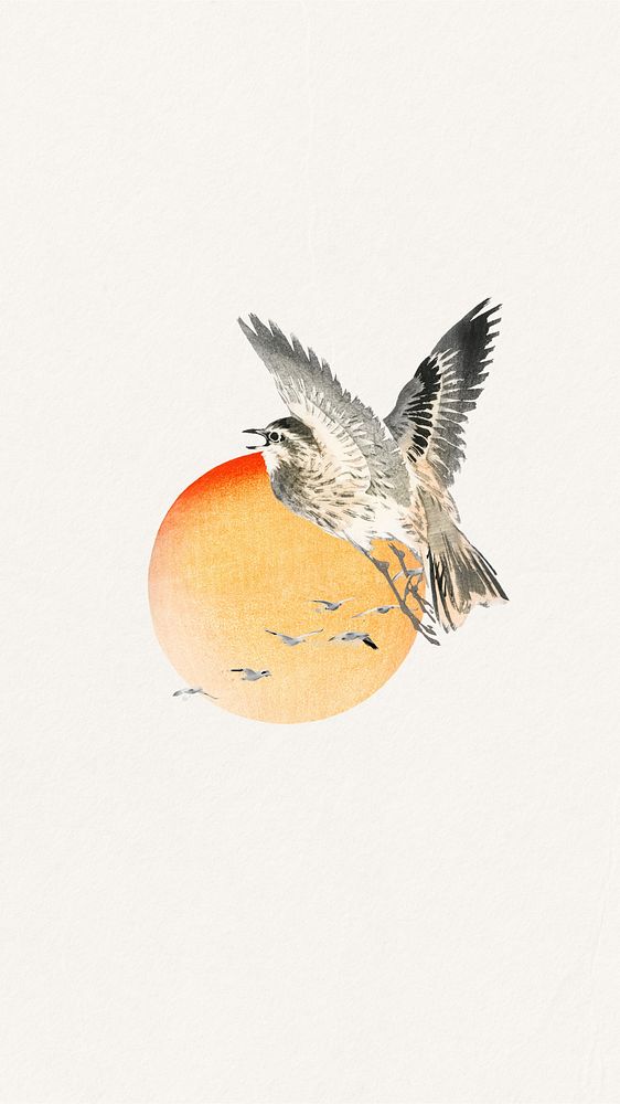 Watercolor flying birds mobile wallpaper. Remixed by rawpixel.
