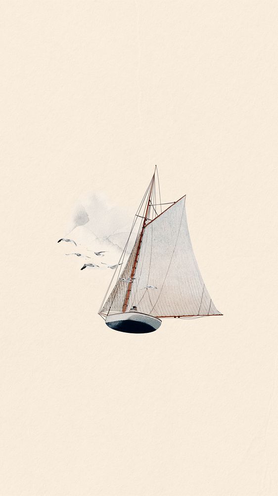 Watercolor sailboat mobile wallpaper. Remixed by rawpixel.