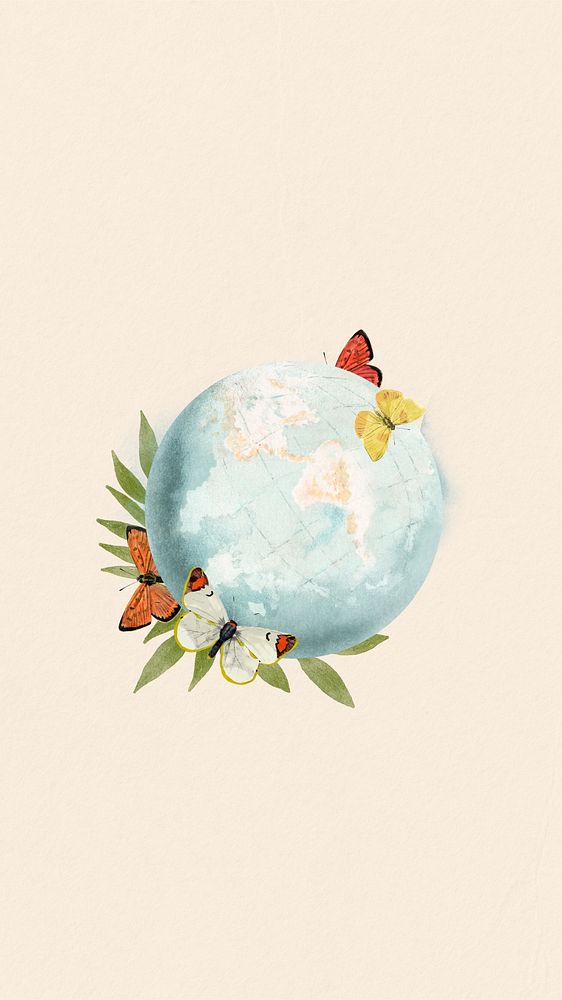 Environmental globe watercolor mobile wallpaper. Remixed by rawpixel.