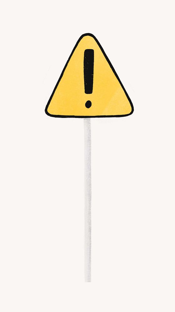 Warning sign white iPhone wallpaper, aesthetic illustration