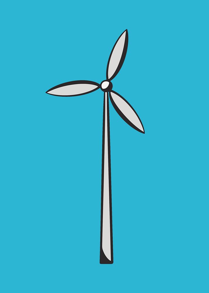 Colorful wind turbine retro illustration