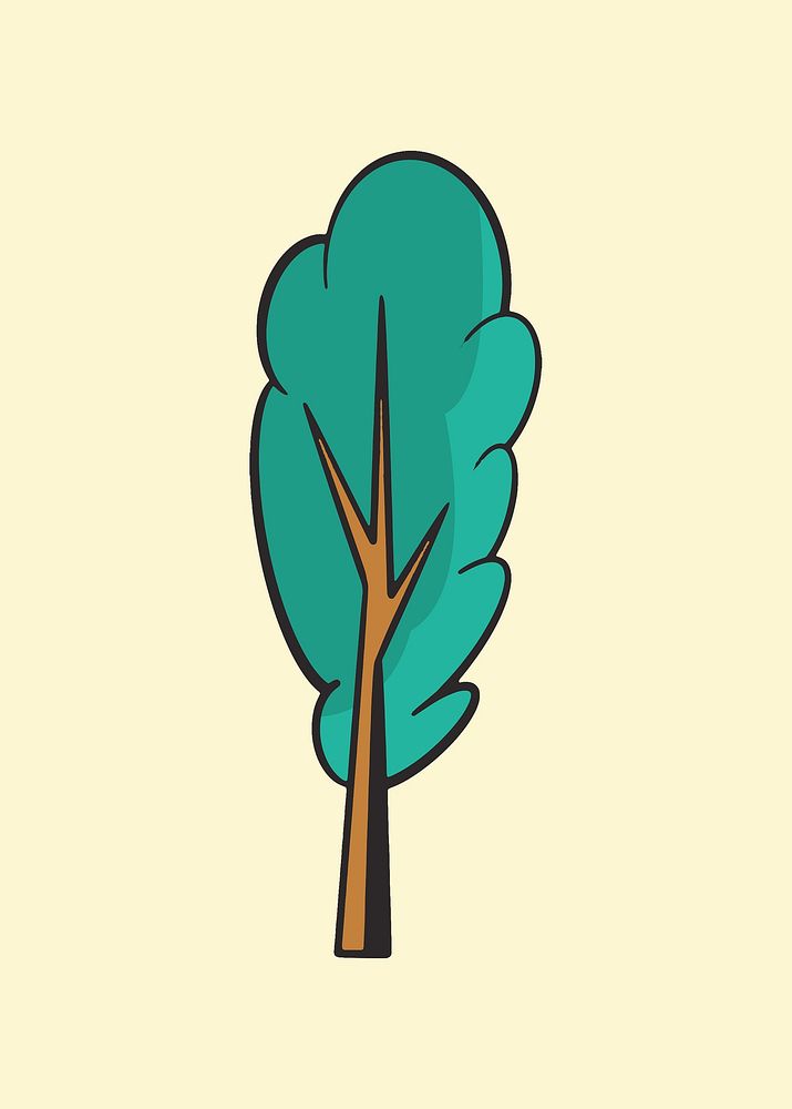 Colorful cartoon tree retro element vector