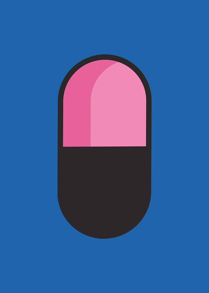 Colorful medicine capsule retro element vector