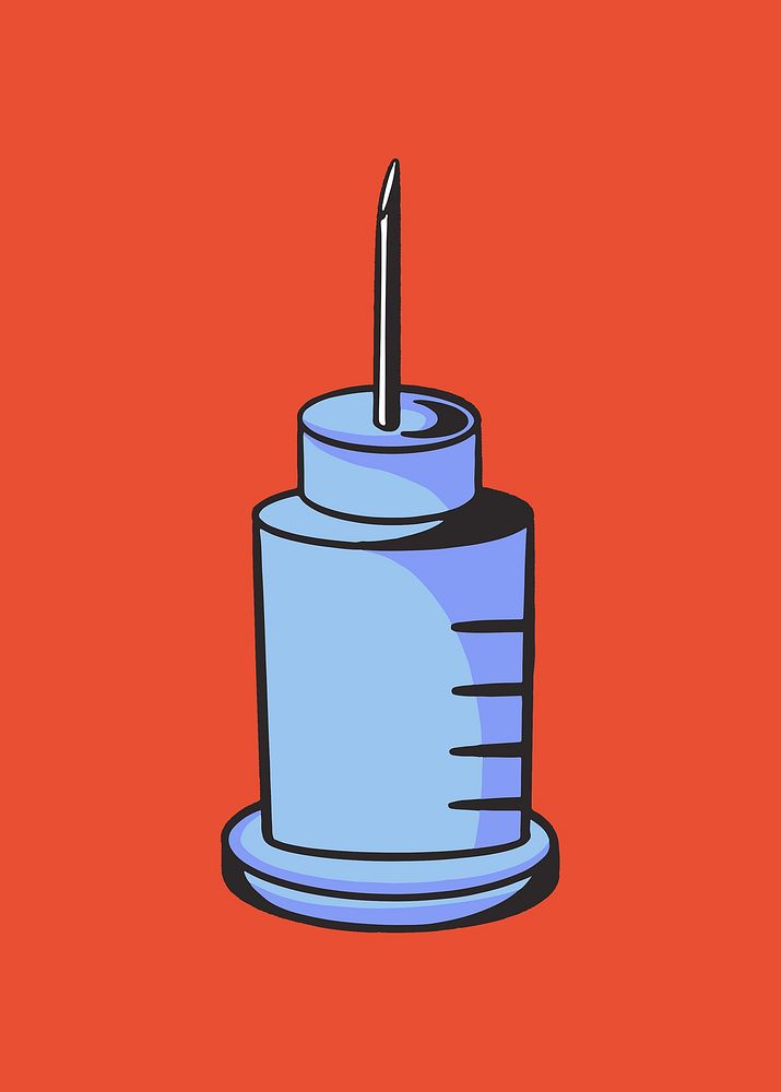 Colorful syringe needle retro illustration