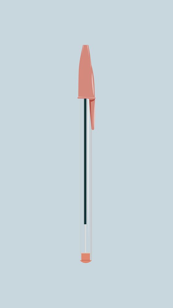 Pink pen, aesthetic stationery illustration  psd