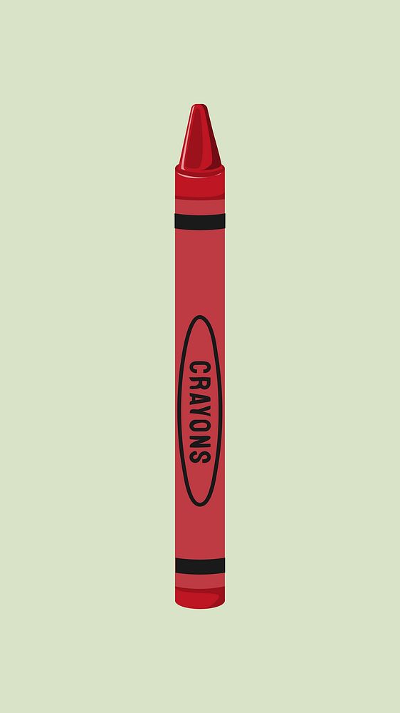 Red crayon, cute stationery illustration vector