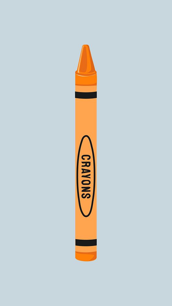 Orange crayon, cute stationery illustration vector