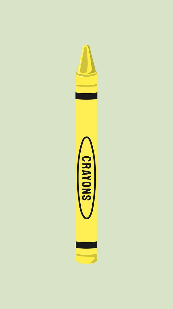 Yellow crayon, cute stationery illustration vector