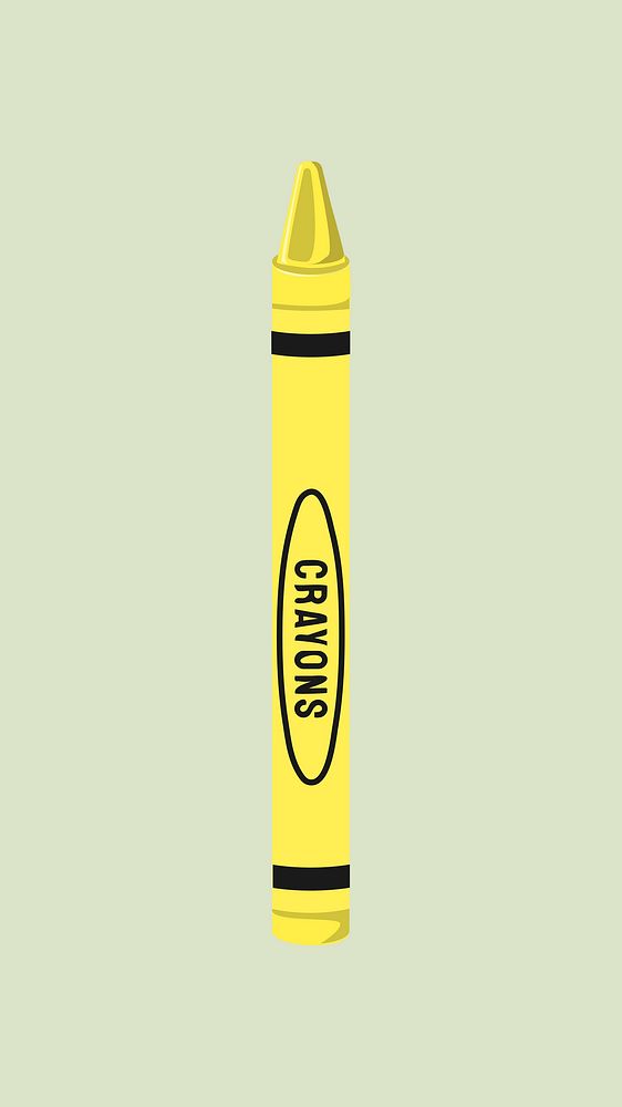 Yellow crayon, cute stationery illustration psd