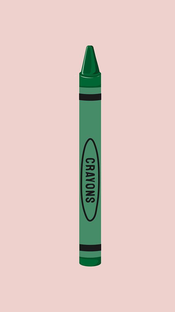 Green Crayon, cute stationery illustration vector
