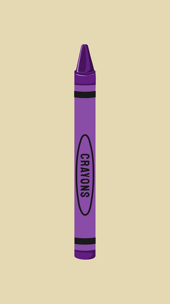 Purple crayon, cute stationery illustration vector