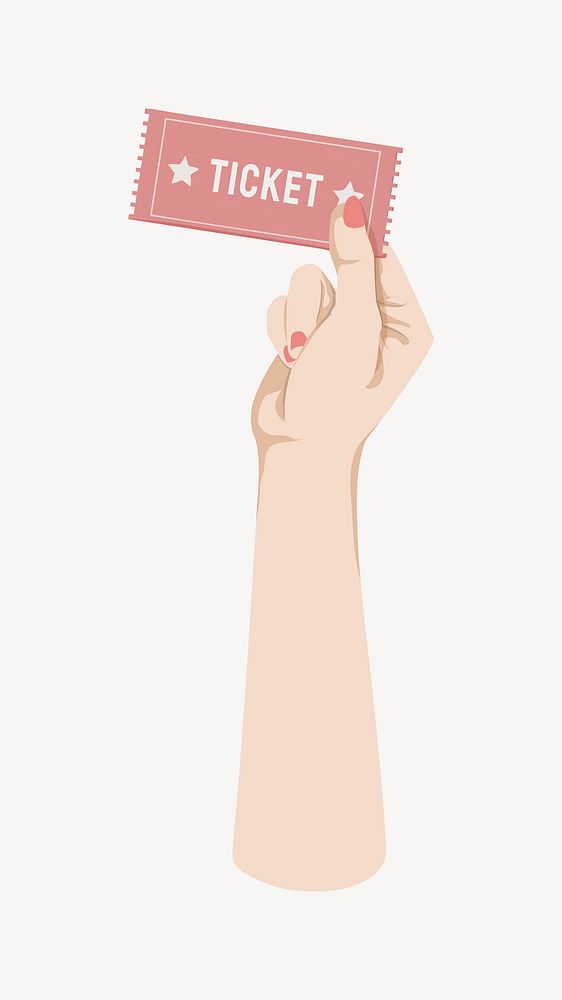 Hand holding ticket, aesthetic illustration