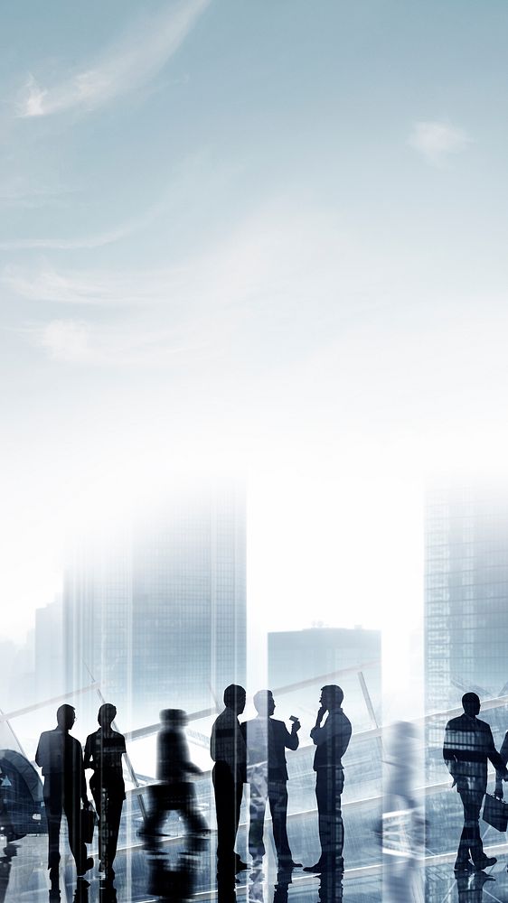Corporate silhouette aesthetic iPhone wallpaper, business people border