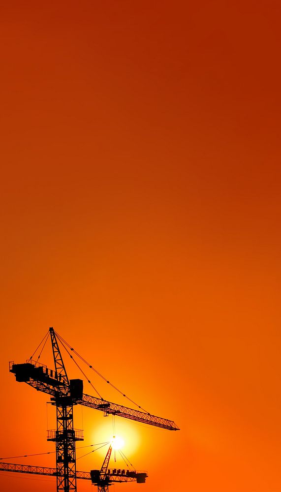 Construction crane, orange mobile wallpaper