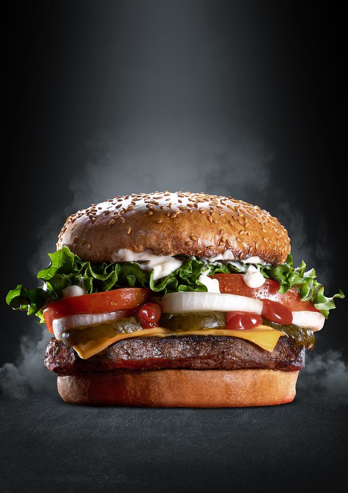 Cheeseburger black background