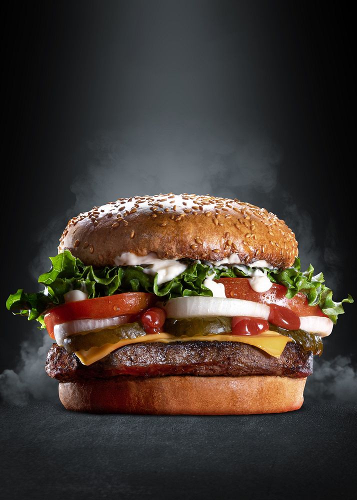 Cheeseburger black background