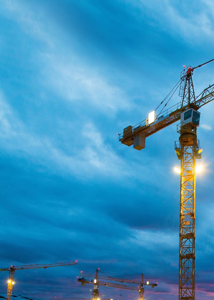 Construction tower, blue background