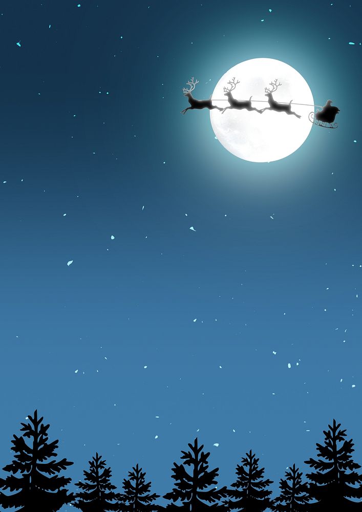 Santa sleigh border background, Christmas night sky