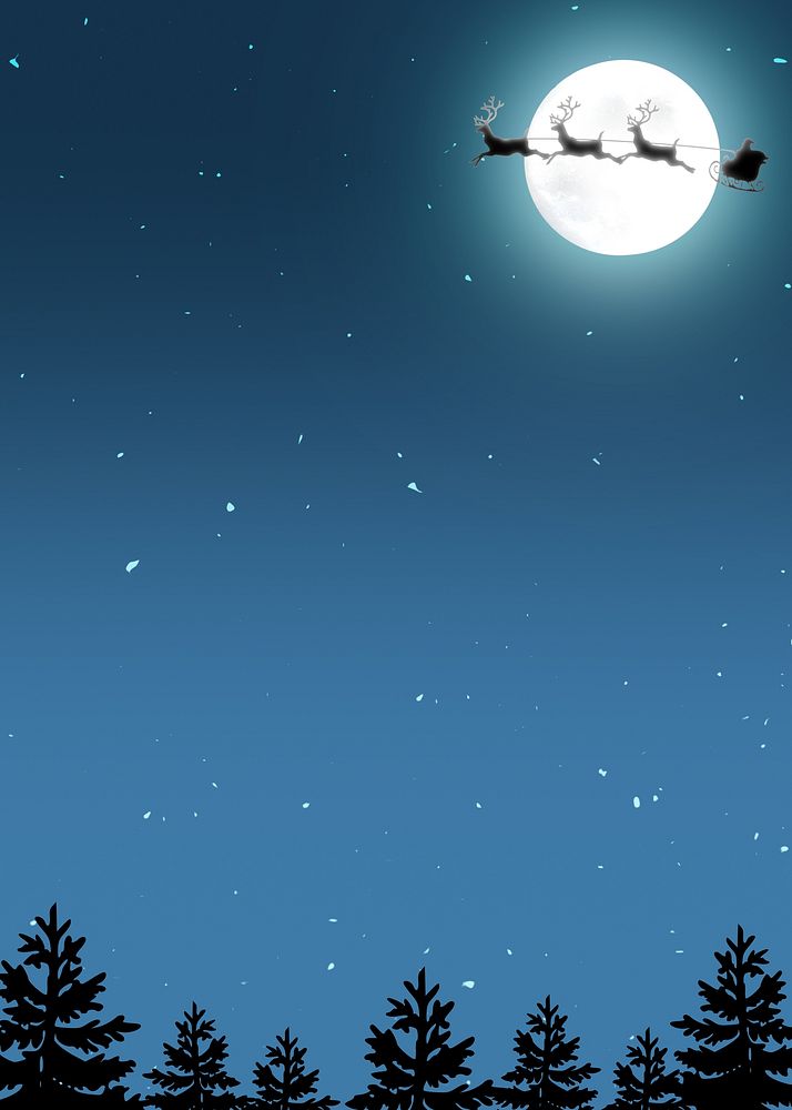 Santa sleigh border background, Christmas night sky