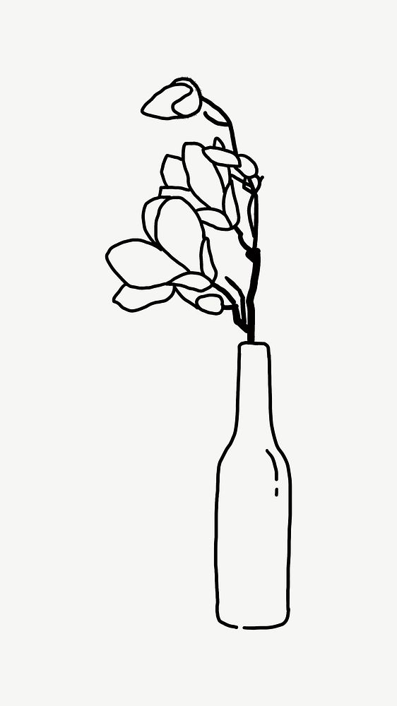 Flower vase line art psd