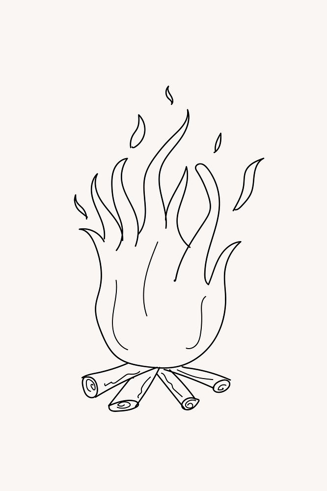 Campfire line art illustration