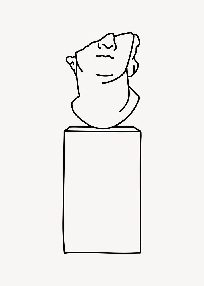 Geek statue podium line art illustration vector