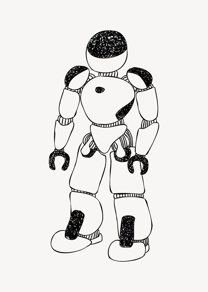 Robot, smart technology line art illustration vector