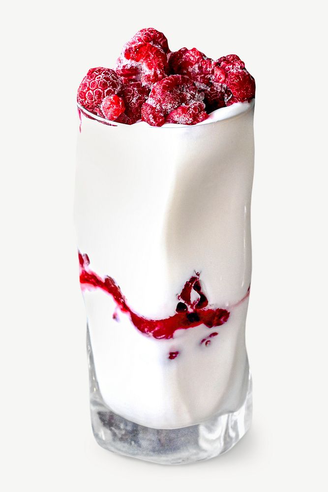 Yogurt raspberry collage element psd