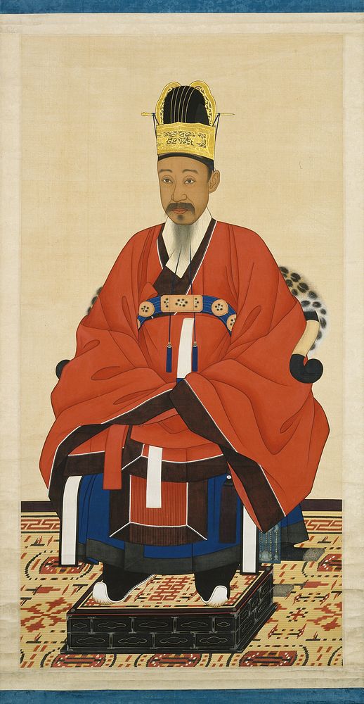 Portrait of Heungseon Daewongun, father of Gojong of Korea, woodblock print.